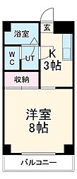 名古屋市営名城線 茶屋ヶ坂駅 徒歩22分の賃貸マンション 4階1Kの間取り