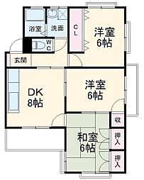 ドミール92 2階3DKの間取り
