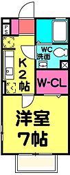 京成松戸線 みのり台駅 徒歩3分の賃貸アパート 1階1Kの間取り