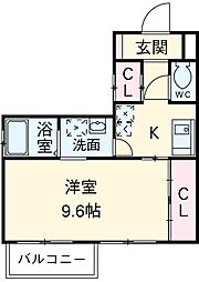 名鉄名古屋本線 東岡崎駅 徒歩15分の賃貸アパート 4階1Kの間取り