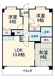 名古屋市営桜通線 徳重駅 徒歩15分の賃貸マンション 5階3LDKの間取り