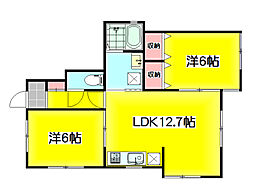 JR常磐線 松戸駅 徒歩11分の賃貸アパート 1階2LDKの間取り