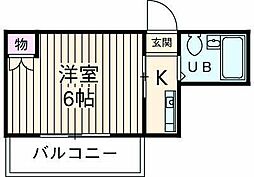 クリアコーポラス 3階1Kの間取り