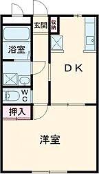 マンションエル2 1DKの間取図画像