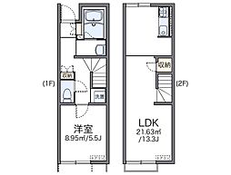 レオネクストボヌール2 1LDKの間取図画像