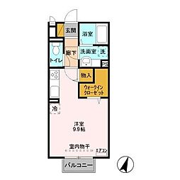 アトリオ 2階ワンルームの間取り