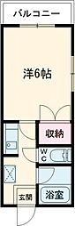都営新宿線 篠崎駅 徒歩17分の賃貸アパート 2階1Kの間取り