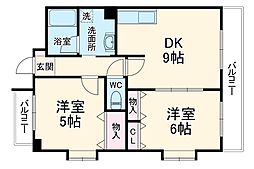 Ｂｅｖｅｒｌｙ　Ｈｉｌｌｓ 2階2LDKの間取り