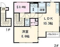 ｖｏｌｋｓ 2階1SLDKの間取り