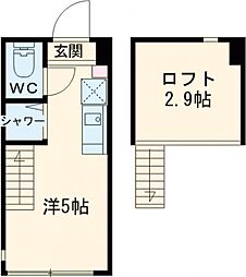 ハーモニーテラス神谷IV 2階ワンルームの間取り