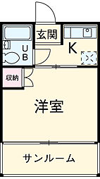 フォレスト恋ヶ窪 1階1Kの間取り