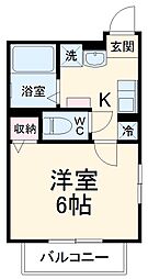 ジェンティーレ 2階1Kの間取り