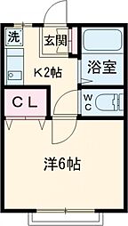 ソレイユ和泉 1階1Kの間取り