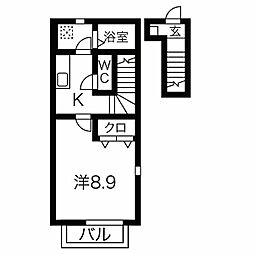 ＢＬＵＥ　ＣＵＢＥ12 2階1Kの間取り