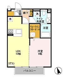 グリーンヒル 1階1LDKの間取り