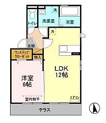 ゲートパレス 1階1LDKの間取り