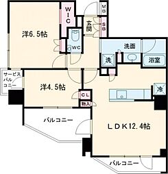 東武東上線 下板橋駅 徒歩6分の賃貸マンション 5階2LDKの間取り