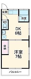 第一山下コーポ 2階1DKの間取り