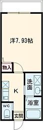 カインドネス東大和 3階1Kの間取り