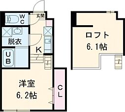 ソワイユ　ガーデン 1階ワンルームの間取り