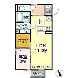 湘南新宿ライン高海 高崎駅 徒歩26分の賃貸アパート 1階1LDKの間取り
