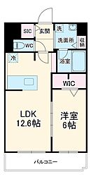 KCCフラット西京極 1階1LDKの間取り