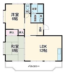 グレース磯村 2LDKの間取図画像