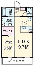 多摩都市モノレール 砂川七番駅 徒歩3分の賃貸アパート 1階1LDKの間取り