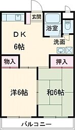 JR青梅線 拝島駅 徒歩5分の賃貸アパート 1階2DKの間取り