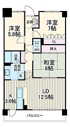 リグランド青葉台 1階3LDKの間取り