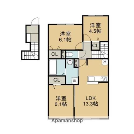 ノルド・北柏木II 207 ｜ 北海道恵庭市北柏木町２丁目（賃貸アパート3LDK・2階・71.67㎡） その2