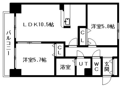 ヘルム21 305｜北海道札幌市中央区北二条東１丁目(賃貸マンション2LDK・3階・51.33㎡)の写真 その2