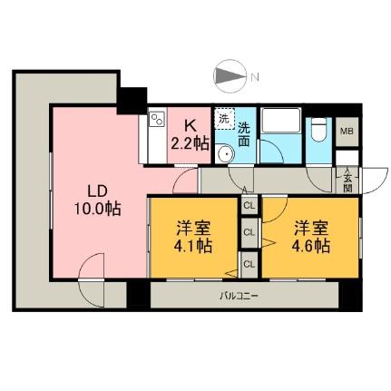 レジディア札幌駅前 410｜北海道札幌市中央区北五条東２丁目(賃貸マンション2LDK・4階・46.92㎡)の写真 その2