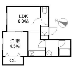 ミネルバ　Ｉ号館 203｜北海道札幌市中央区南六条西９丁目(賃貸アパート1LDK・2階・32.10㎡)の写真 その2