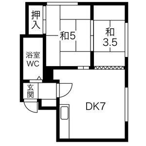 コーポかえで 6｜北海道札幌市中央区南十一条西１４丁目(賃貸アパート2DK・2階・33.07㎡)の写真 その2