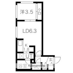 札幌市電2系統 東本願寺前駅 徒歩7分の賃貸マンション 3階1LDKの間取り