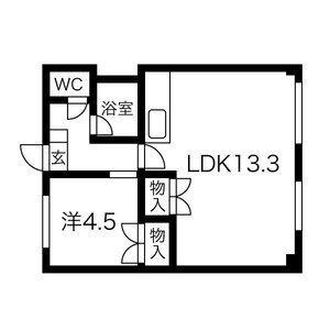 レインボー21 303｜北海道札幌市白石区栄通２１丁目(賃貸マンション1LDK・3階・42.64㎡)の写真 その2