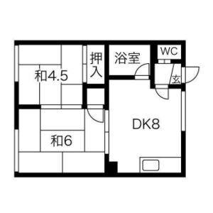 コーポ101 22｜北海道札幌市白石区菊水元町八条２丁目(賃貸アパート2DK・2階・34.02㎡)の写真 その2