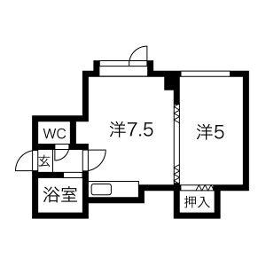 ブルーノート 5｜北海道札幌市白石区菊水三条４丁目(賃貸アパート1DK・1階・26.07㎡)の写真 その2