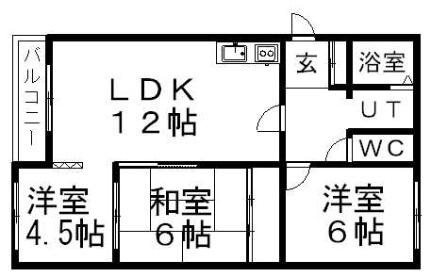 シャトーわたなべ E403｜北海道札幌市厚別区厚別南１丁目(賃貸マンション3LDK・4階・60.91㎡)の写真 その2