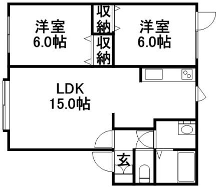 ハイツカルム 102｜北海道札幌市東区北四十五条東９丁目(賃貸アパート2LDK・1階・57.99㎡)の写真 その2