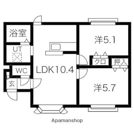 フィールズ本町 202｜北海道札幌市東区本町一条２丁目(賃貸アパート2LDK・2階・45.02㎡)の写真 その2