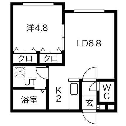 フェリスノルテ 203｜北海道札幌市東区北九条東８丁目(賃貸アパート1LDK・2階・32.70㎡)の写真 その2