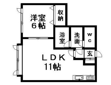 クラージュ清田 102 ｜ 北海道札幌市清田区清田六条３丁目（賃貸アパート1LDK・1階・35.20㎡） その2