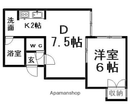 北海道札幌市清田区真栄二条２丁目(賃貸アパート1LDK・1階・33.50㎡)の写真 その2