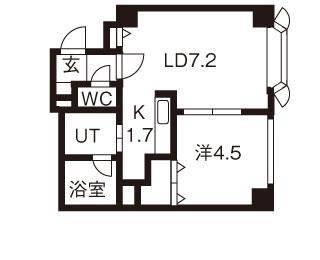 北海道札幌市豊平区平岸二条１丁目(賃貸マンション1LDK・5階・33.45㎡)の写真 その2