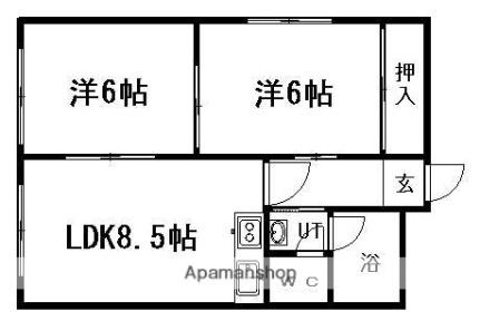 広和ハイツ第7 302｜北海道札幌市豊平区豊平六条５丁目(賃貸マンション2DK・3階・41.71㎡)の写真 その2