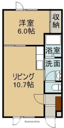 プラザ2000 201 ｜ 北海道函館市赤川町（賃貸アパート1LDK・2階・38.34㎡） その2