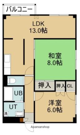 ロクゴーリーブル梁川 201｜北海道函館市梁川町(賃貸マンション2LDK・2階・68.00㎡)の写真 その2