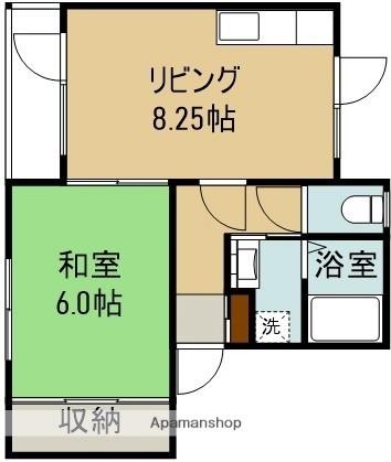 シティハウス89 2-D｜北海道函館市松川町(賃貸アパート1DK・2階・40.00㎡)の写真 その2